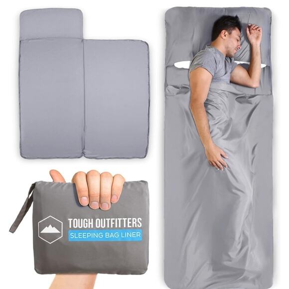 Sleeping Bag Liner, Sleep Sack & Travel Sheets, Campingfor Cold Weather, Gray - Picture 1 of 6